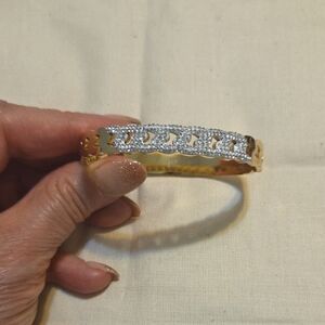 Stainless Steel Gold and CZs Women's Bracelet